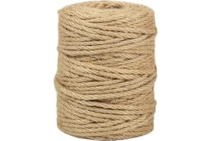tenn well 4mm Thick Jute Twine String, 165 Feet Natural Jute Garden Rope for Gardening, Cat Scratcher, Gift Wrapping and Crafts Decoration (Brown)
