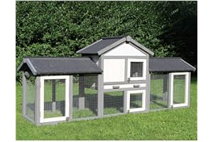 LITTLE CROFT Rabbit Hutch XL, House Outside Play Pen, Run, Pitch Roof, Wood with Rust Resistant Mesh, Outdoor Rabbit or Small Pet Home, Cage, Easy Clean