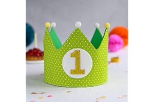 LG LITTLE GOODS Little Goods - Geburtstagskrone - wendbare - Stoffkrone - Krone Kinder Mädchen Junge - Krone inklusive austauschbarer Zahlen - Kindergeburtstag - Grün - Grün/Gold