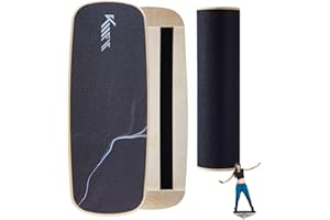 ‎KM KM FIT KM-Fit Balance Board | Balancebrett aus Holz | Indoor Skateboard Indoorboard | Surfboard, Surfbrett für Koordinationstraining | Kraft- & Gleichgewichtstrainer | Indoor-Surfen & Skaten