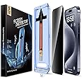MAGIC JOHN 2 Pack for iPhone 15 Pro 6.1 inch Privacy Glass Screen Protector, Anti-spy Tempered Glass Film, Auto Dust-Elimination Installation, Bubble Free, Case Friendly