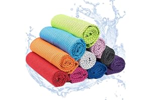 Yisscen 10 Pack Toalla de enfriamiento, Toalla de enfriamiento Microfibra, Toalla Deportiva de Secado, para Fitness, Deporte, Yoga, Golf, Camping, Playa, Entrenamiento, Viajes