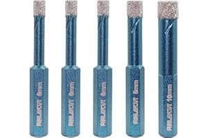 Porcelain Tile Drill Bits Set 6/6/6/8/10mm - MINLAYCUT Diamond Hole Saw Kit with Hex Shank for Porcelain Tile Ceramic Granite Marble