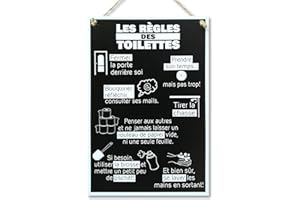 CARISPIBET Les règles des toilettes | enseignes décoratives décoration pour le salle de bain enseignes de maison 30 x 20 cm
