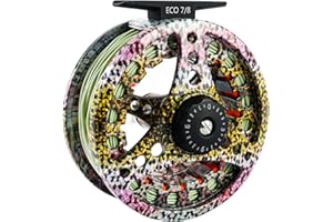 SPRINTON MAXIMUMCATCH ECO Serie Fliegenrolle großer Spulenkern mit Druckguss-Aluminum-Körper Fliegenfischen Rolle in 3/4wt 5/6wt 7/8wt, Silver/Schwarze/Regenbogen, mit Schnüre Combo