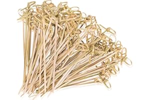 TOPTIME Cocktail Sticks 100 Counts Food Picks Japaneses Style Bamboo Knotted Skewers Bamboo Toothpicks with Twisted Ends Party Supplies-4.7 inches,12cm, Cocktail Skewers, Skewers Bamboo Toothpicks