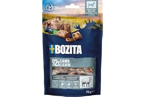 Bozita Meaty Bites hundmellanmål med 92% lamm – 70 g spannmålsfritt hundgodis utan kyckling och glycerin – läckra hundgodis