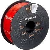 Amazon Basics 3D Printer PLA Plastic Filament 1.75 mm Translucent Red 1 kg Spool
