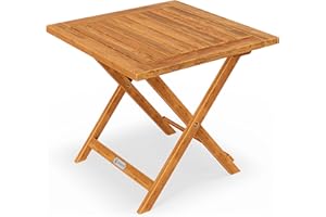 CASARIA Deuba Table Basse Pliante en Bois d'acacia 46x46cm Table d'appoint Pliable pour Jardin terrasse Intérieur extérieur