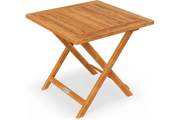 Deuba CASARIA® Table Basse Pliante en Bois d'acacia 46x46cm Table d'appoint Pliable pour Jardin terrasse Intérieur extérieur
