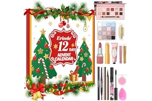 Erinde Calendario de Adviento de Maquillaje 12 Días, Set de Regalo Navideño con Sombras, Labiales y Más, Kit Sorpresa de Belleza para Mujeres y Adolescentes, Idea de Regalo Navidad 2025
