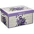 LAVATELLI Collection Scented Violet Small - Decorative Storage Box with Lid and Handles, Cardboard Organiser for Clothes, Toys, Teddy, and Home Essentials, Violets
