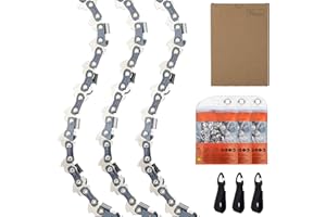 QIAOMIAO 3-Pack Sägeketten für 25 cm Schiene, 3/8"LP 1,3 mm 40 Antriebsglieder Rückschlagsarme Kette kompatibel mit Black & Decker, Makita, Greenworks, Ryobi und mehr