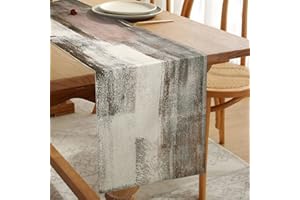 Hanrunsi Runner da Tavola Retrò Stile Rustico Runner da Tavola Grigio Addensato in Lino a Doppio Strato per Tavolino da Caffè, Feste, Matrimoni, Cene di Eventi, Decorazioni per la Casa 33 cm x 183 cm