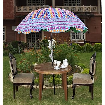 Amazon.de: Sonnenschirm 85 cm bunte Stickereien Mehrfarbig Bunt