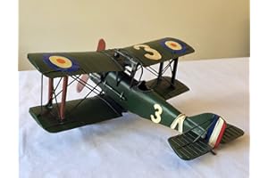 F&G SUPPLIES Biplano in metallo in stile vintage rétro, grande (32 cm), stile SE5a della prima guerra mondiale, disponibile in due colori, ottima idea regalo per qualsiasi scaffale o scrivania Verde
