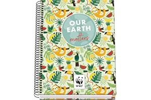 DOHE - Cahier A5 Quadrillé - 100 Feuilles Épaisseur 90 g/m², Format 16,2x21 cm, Couverture Rigide, Reliure à Anneaux, Quadrillage 5 mm, Fournitures Scolaires - WWF Tropic