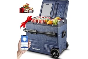 AAOBOSI 55L Glaciere Electrique, Bi-Zonal, Glaciere a Compression Avec APP, Chargement Par USB, Eclairage Par LED, 12/24 V et 100-240 V, -20°C à 20°C, Avec Roues, Pour De Nombreux Modèles De Véhicules