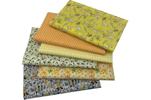 aufodara 6 Pezzi 50 x 80 cm Tessuto Artigianale Tessuti Tessuto Cotone Grande Stoffa Patchwork Cucito Creativo Stoffe a Metro Materiali per Hobby Creativi Fatto a Mano (Giallo)