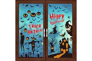 ZHOUHON Vetrofanie Halloween Decorazioni Halloween Casa Adesivi Halloween per Finestre Adesivi Statici per Finestre di Halloween Decorazione di Halloween, Stampa su Entrambi i Lati (02C)