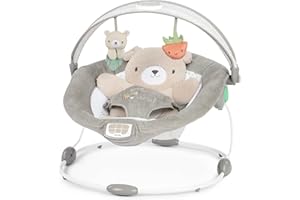 Ingenuity, InLighten Babywippe Babyschaukel mit Lichtern, Nate Bunny, Spielzeugleiste, Vibrationen, Geräuschen, Tummy Time Kissenmatte, bis zu 20 lbs, Neugeborenes+