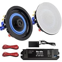 Herdio – haut-parleurs de plafond passifs, 6.5 pouces, 320W, 2 voies, ronds, encastrés, parfaits pour le cinéma maison, le salon, la salle de bain, paire