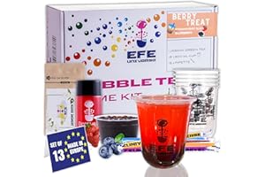 ‎NORDIC SCHILLER NORDIC SCHILLER Bubble Tea Heimset, Beere Vibes, 100% Vegetarisch und Glutenfrei Boba Set, Blaubeere Popping Boba Perlen, Erdbeer Sirup und Jasmin-Grüntee
