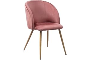 buybyroom Lot de 1 chaises de Salle à Manger, rembourrées, en Velours avec Dossier, pour Cuisine, Salle à Manger, Salon, Chambre à Coucher, Rose