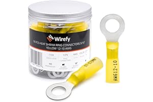Wirefy 90 Pièces Cosses Électriques à Sertir Ronde M8 - Kit de Cosses a Oeil Thermorétractables pour l'Automobile - 4-6 mm²