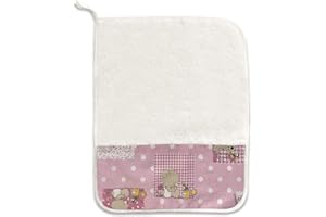Panini Tessuti, Asciugmano Piccolo (30x38 cm) Fantasia per asilo e scuola materna- 100% cotone- Made in Italy Set Asilo Da Ricamare per la pappa e la merenda Orsetti Api Rosa