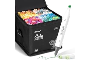 Ohuhu 100 Colours Dual Tip Marker Pens, Alcohol Animation Design with Black Bag for Adults Children Sketching Drawing Painting