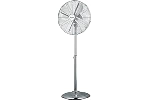 Zephir, Ventilatore a Piantana, Acciaio Cromato, Pala 40 cm, 3 Velocità, 4 Pale, Altezza Regolabile max.140cm, Griglia Sicurezza, Potenza 50W