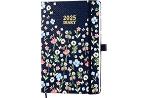 COLORAGE 2025 Diary - A5 Diary 2025 Week to View, 2025 Diary from January 2025 to December 2025 with Hard Cover, Pen Loop and Back Pocket, 21.3 x 14.7 x 1.6 cm, Flowers