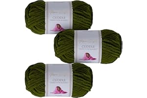 Utopia Crafts Cuddle Super Chunky Chenille Yarn Olive Green, 100g 60m Ball, Fluffy, Soft & Easy to Use, Perfect for Crochet & Knitting, Machine Washable, Beginner-Friendly Wool Alternative - Pack of 3