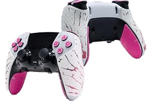 SHADOW BOOLT Controller Grips for PS5 DualSense Edge, Skin Kit, Non-Slip, Multi-Texture, Colour Changing, Sweat Absorption, Prefabricated Grip Strips (Pink & White)