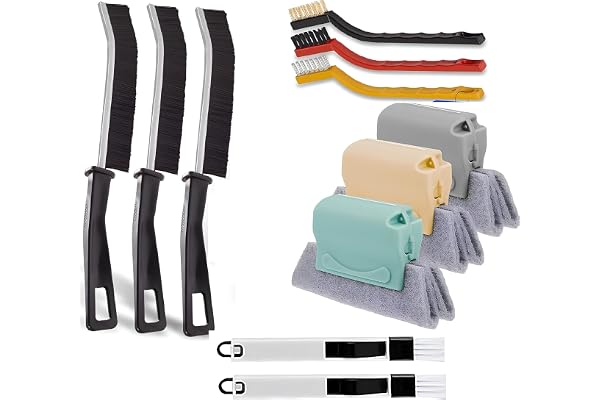 Window Track Cleaner Tools Set, 11 PCS Window Groove Cleaning Brush Kit for Sliding Door, Sill, Tile Lines, Shutter, Car Vents, Keyboard (Window Cleaning Brush Set)