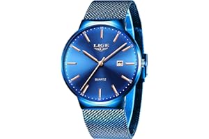 LIGE Uhren Herren Ultra, Herrenuhr Analoge Quarz, Roségoldzeiger mit Kalender, Gitterband aus Edelstahl, Mode Freizeit Outdoor Business, Luxus Armbanduhr Herren