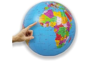 ORBIT GLOBES & MAPS - Wasserball aufblasbar, großer Globus für Kinder, englisch, Durchmesser 40cm, politisches Kartenbild, für Garten, Strand und Pool