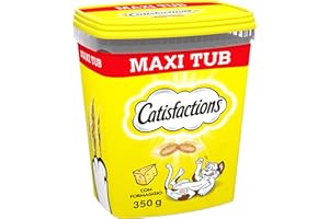 Catisfactions Snack per gatto, Formato Scorta 700g al gusto Formaggio, 2 Maxi Tub da 350gr ciascuno