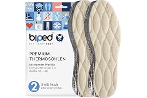 ‎BIPED biped 2 Paar Winter Einlegesohlen - Schuheinlagen aus echter Lammwolle - Wärmende Thermo Einlagen mit Aluminium Unterseite z2391(39)