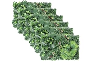 ANMINY 6pcs Artificial Hedges Panels,24×16 Inches Artificial Grass Wall Panels Ivy Fence Screening Leaves,Outdoor Privacy Screens and Panels,Pattern#4