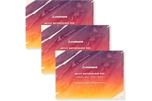 Watercolour Paper Painting Pad (96 Sheets, A5 Size (14.8x21cm), 3 PK) Premium 300 GSM Thick Professional Sketchbook for Mixed Media, Smooth & Slightly Textured Minimizes Bleeding by CreativePeak