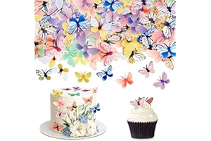 Blumomon 80Pcs Gâteau De Papillon Comestible Toppers Gâteau De Papillon 3D Gâteau De Papillon Choix Mariage Fête De Douche De Bébé Anniversaire De Mariage Fête d’Anniversaire Décoration De Gâteau