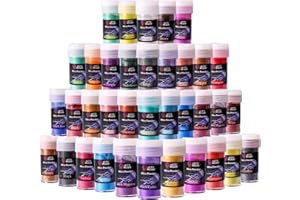 LET'S RESIN Poudre de mica de 36 couleurs, poudre de pigment de mica pour résine époxy/résine UV, colorant naturel pour la fabrication de savon/bougie, vernis à ongles, slime et bombe de bain