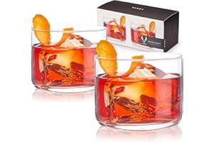 Viski Set di 2 bicchieri di cristallo Negroni in cristallo di alta qualità, senza piombo, eleganti bicchieri da cocktail Lowball, set regalo per cocktail, 237 ml