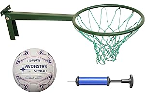 AVONSTAR TRADING CO. LTD. Long Reach Netball Ring Including Size 5 Netball (Robust Ring Made in Britain) & 2 Years Warranty Supplied Complete with Pump. Green