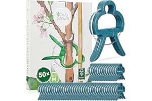 OwnGrown Agrafes pour Plantes à Nouer : 50 Pinces pour Plantes de Taille M comme tuteur pour Plantes grimpantes – Tuteur pour Plantes grimpantes – Tuteur pour Plantes d'intérieur Vertes, Clips Fleurs
