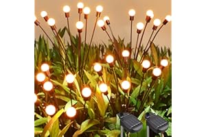 BrizLabs Lampade Solari da Esterno, 2 Pezzi 16 LED Lucciole da Giardino Firefly Pathway Lights IP65 Impermeabile Terra Luci Patio Balcone Vialetto Paesaggio Cortile