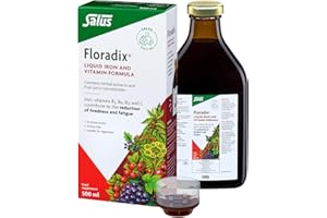 フローラ・ハウス Salus Floradix Liquid Iron 500ml with Vitamin C & B-Complex. Iron contributes to The Reduction of Tiredness. Vegetarian. No preservatives. Suitable for Adults, Children 3+ and in Pregnancy