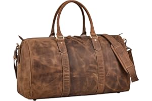 STILORD 'Santiago' Bolsa de Viaje Hombre de Cuero Auténtico Bolsa Deporte Mujer - Travel Bag Bolso Weekend Bag Piel - Pequeño Equipaje de Mano de 28L Escapadas Cortas, Color:marrón - Medio